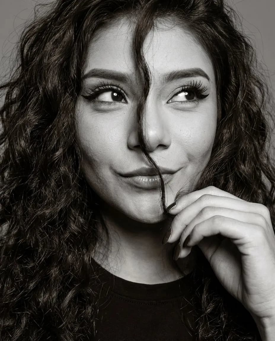 Cinematic Monochrome Studio Portrait with Face Reference