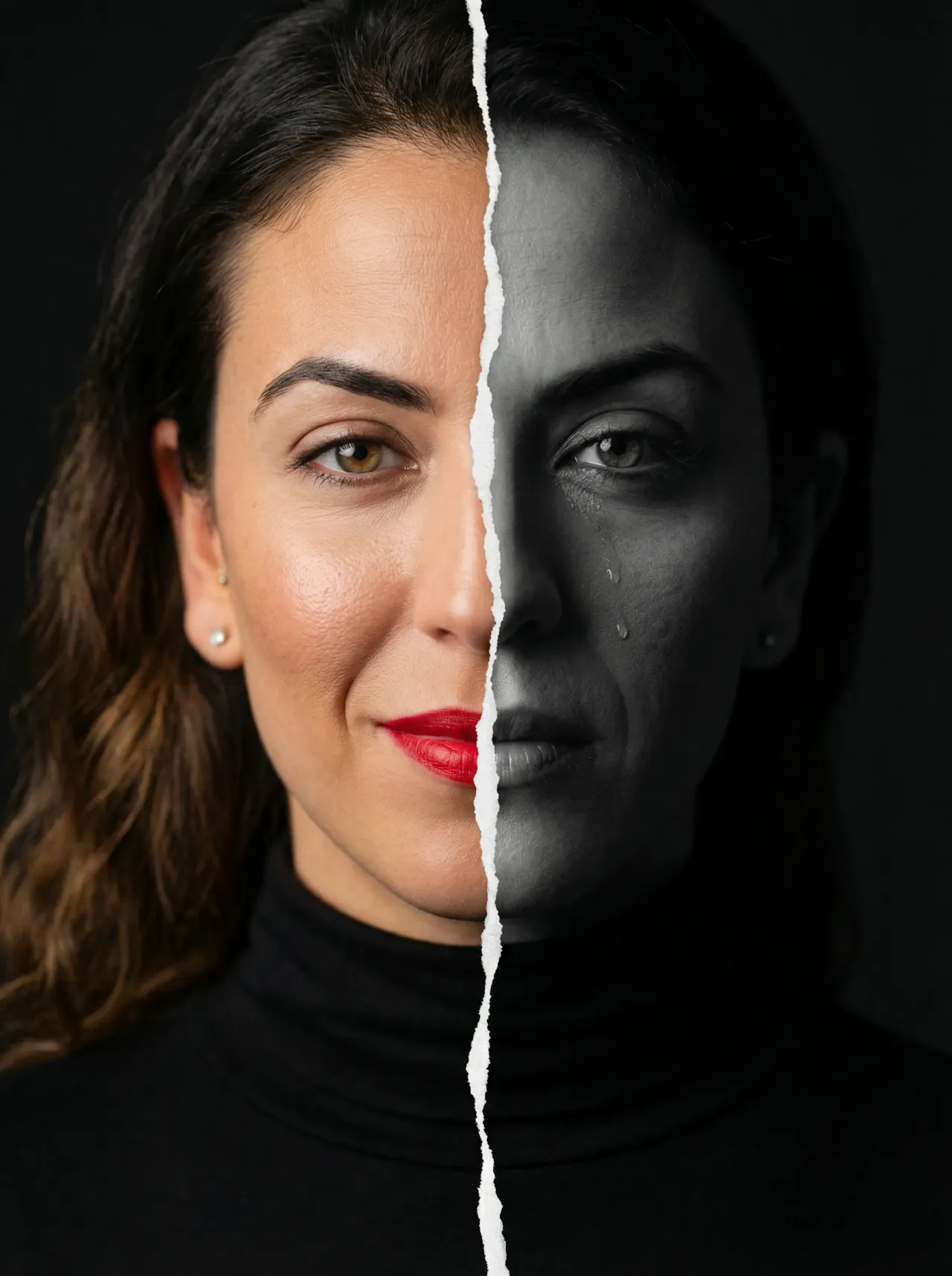 Cinematic Duality Split Persona Portrait