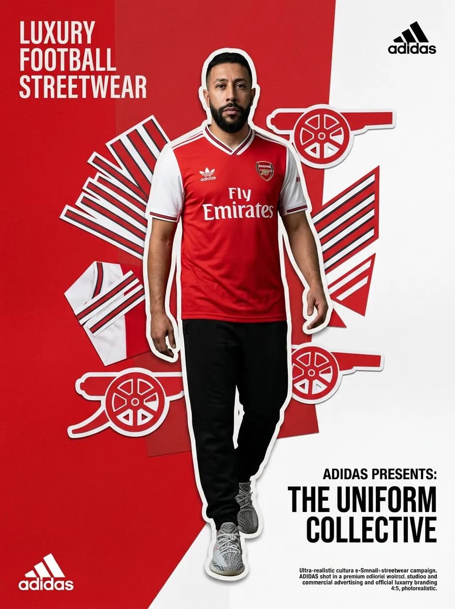 Luxury Football Streetwear Campaign Poster with Adidas Jersey