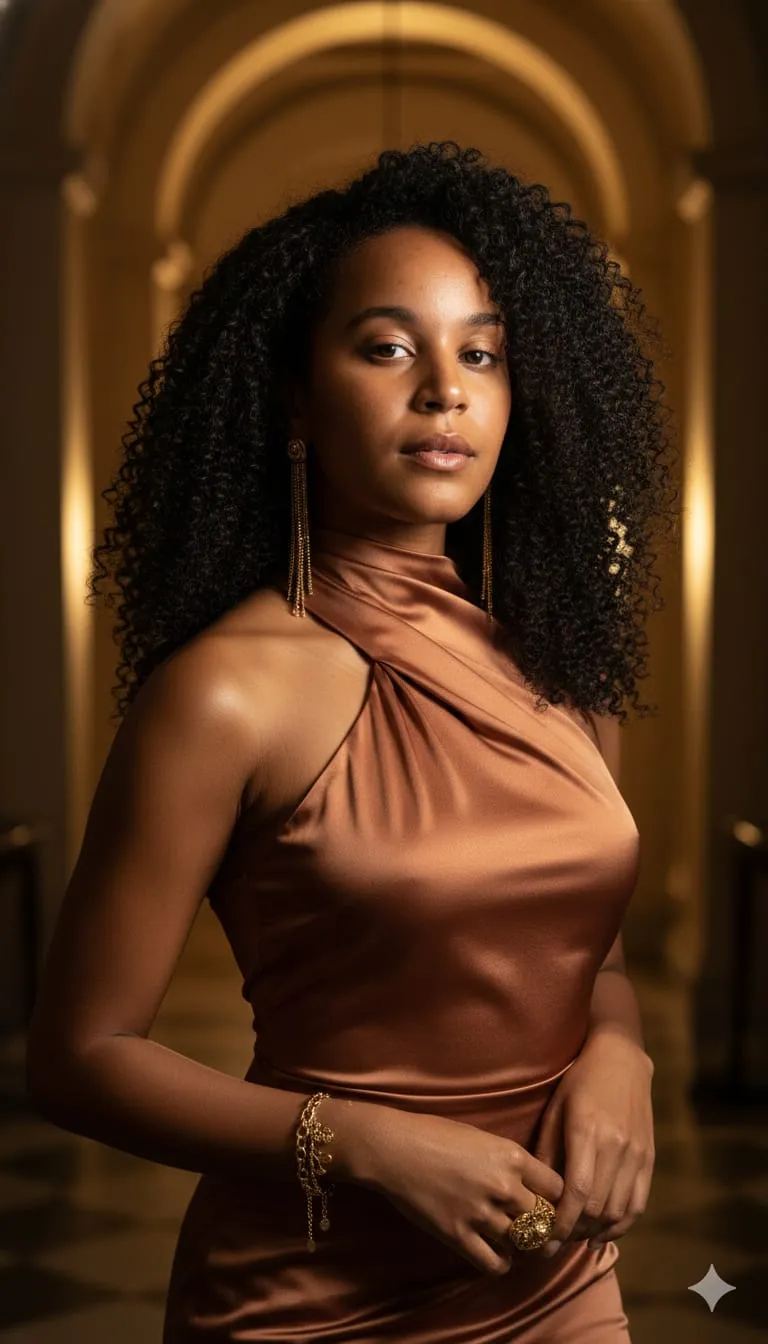 Luxury Indoor Editorial Portrait with Dramatic Studio Lighting Template