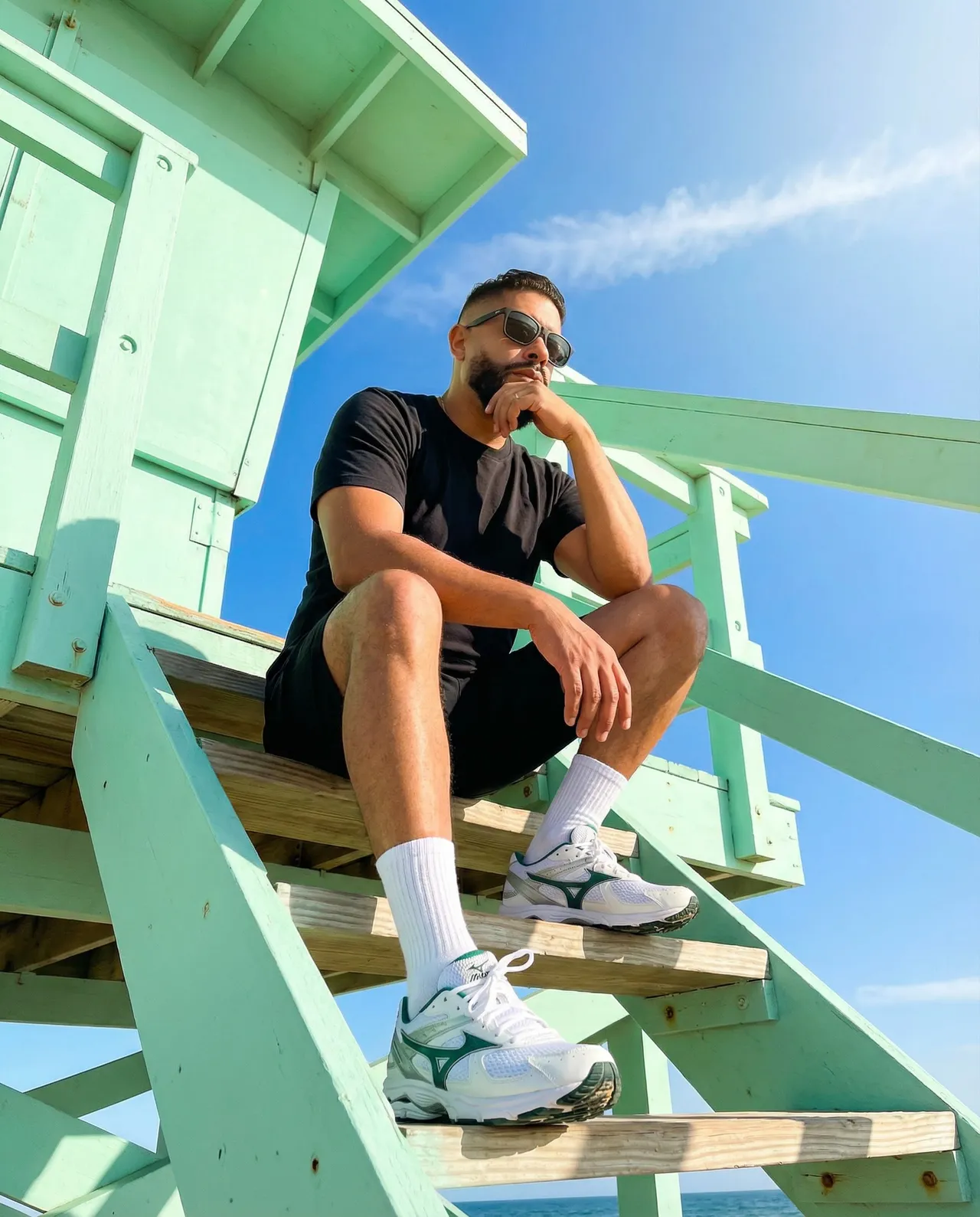 Summer Portrait on a Beach Lifeguard Tower