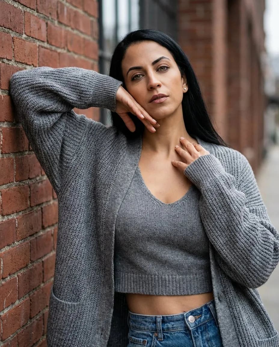Cinematic High-Fashion Editorial Portrait with Urban Brick Backdrop