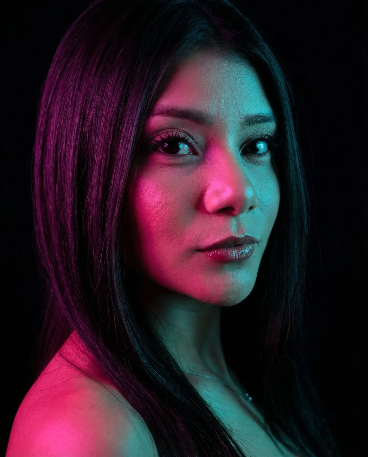 Bicolor Gel Portrait Photography — Magenta and Cyan Studio Portrait