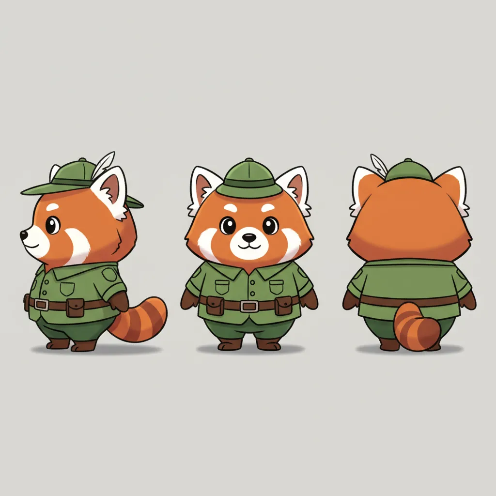 Cute Triple-View Cartoon Mascot Character