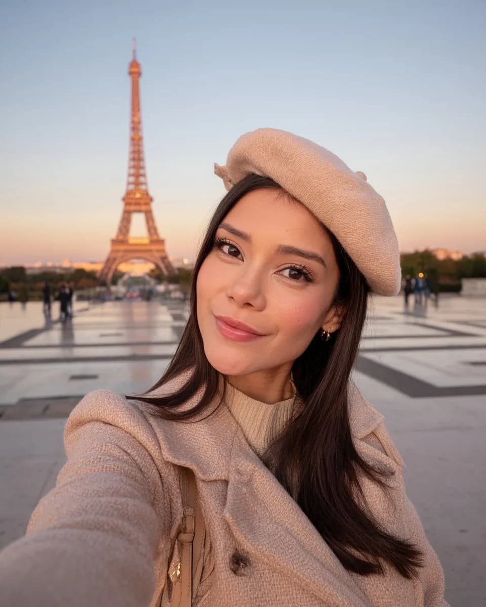 Paris Travel Portrait at the Eiffel Tower