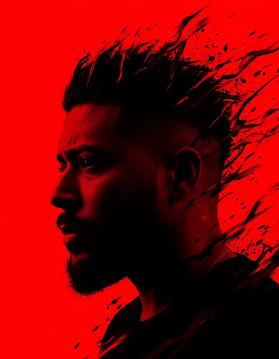 Dramatic Stylized Red Silhouette Portrait