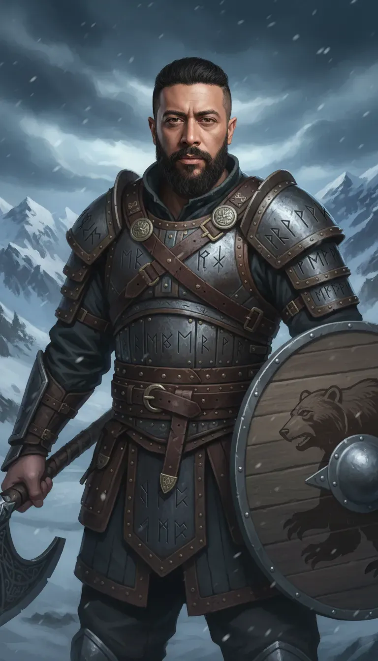 Epic Nordic Viking Warrior Portrait Illustration, Cinematic Fantasy