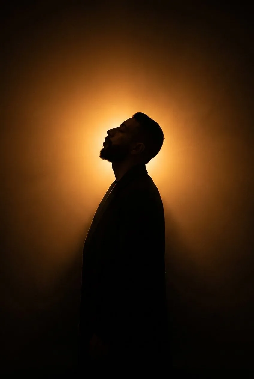 Ultra-Hyperrealistic Cinematic Silhouette Portrait of a Young Man