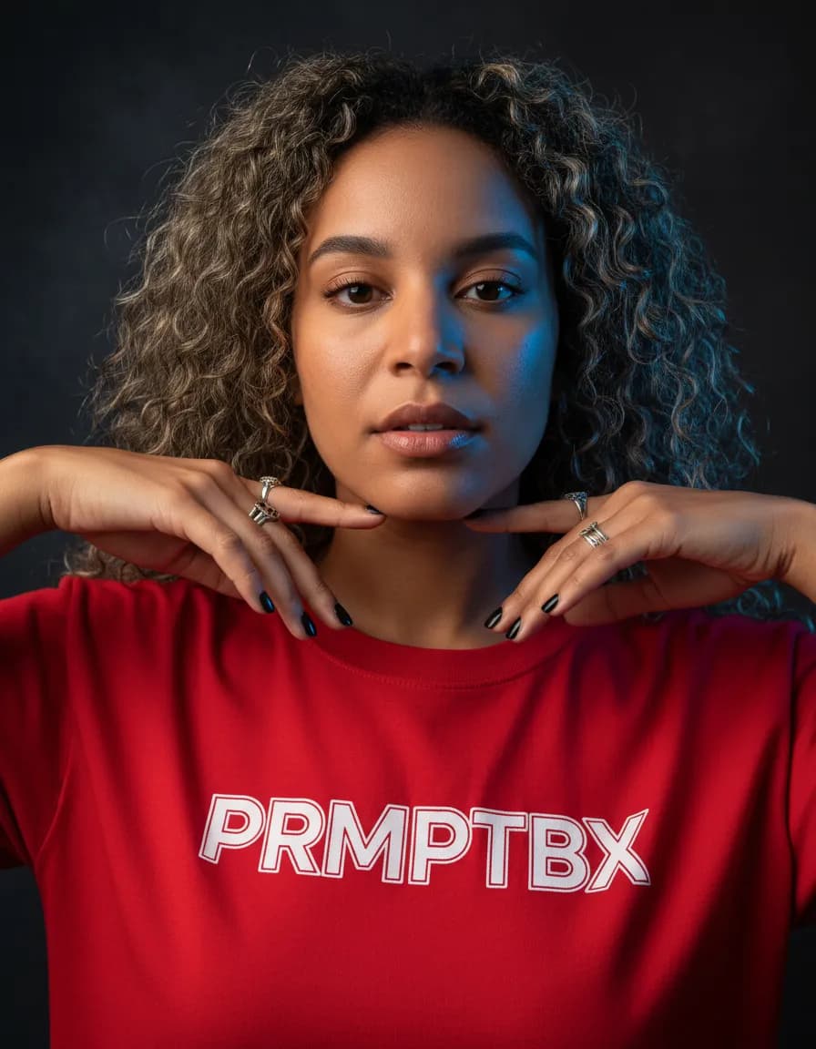 Hyper-Realistic Editorial Portrait with Dual Color Lighting Template