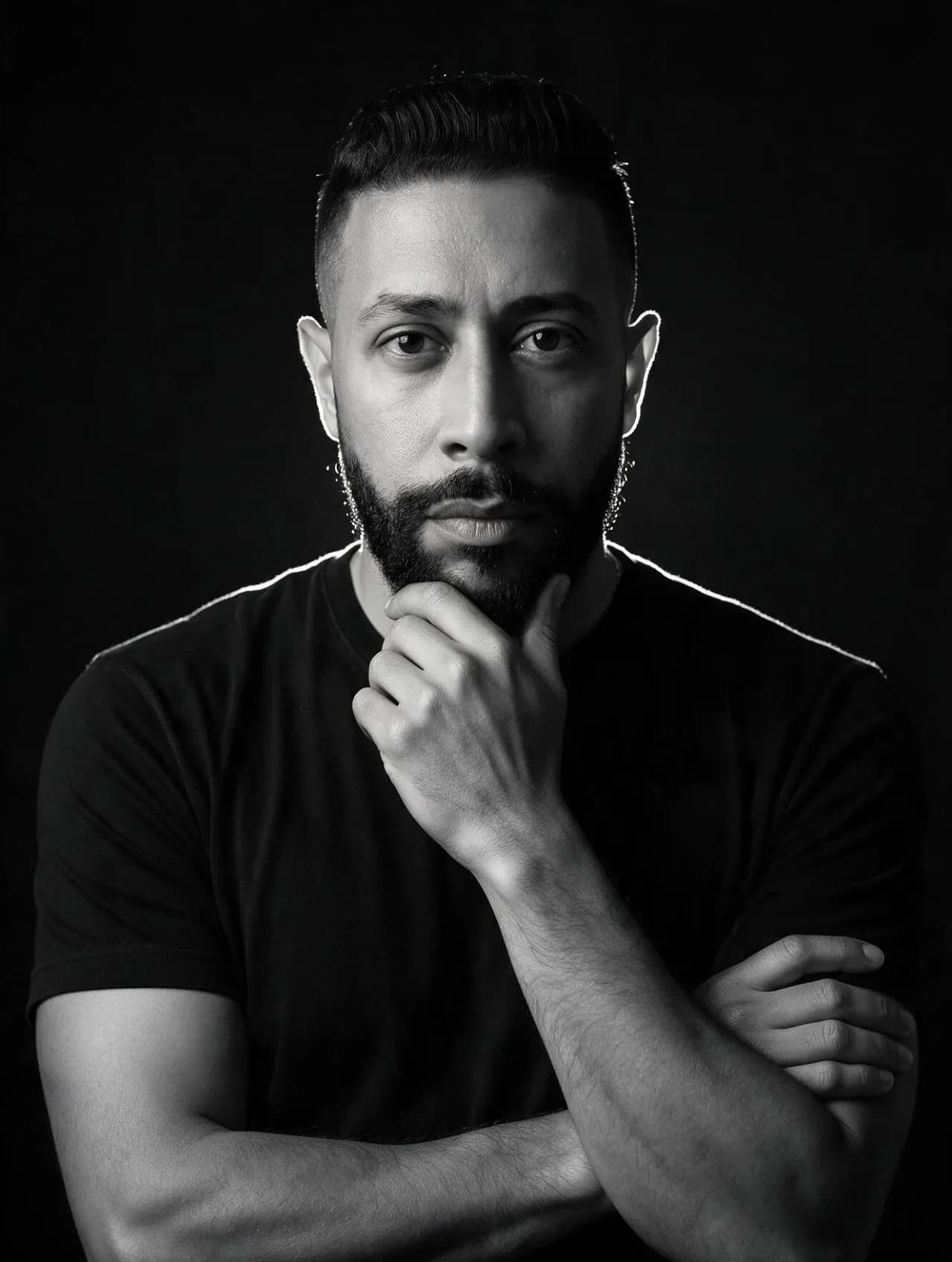 Hyper-Realistic Black and White Editorial Portrait, Luxury Fine Art