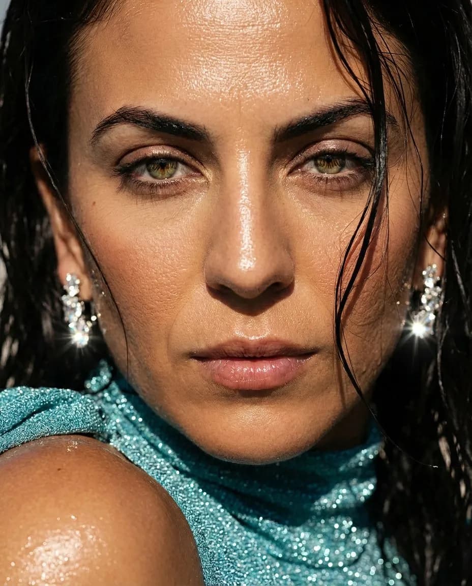 Ultra-Close Luxury Summer Editorial Fashion Portrait - Imagem 1