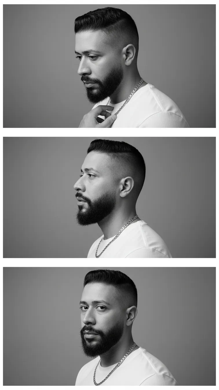 64K Minimalist Black-and-White Editorial Triptych Portrait