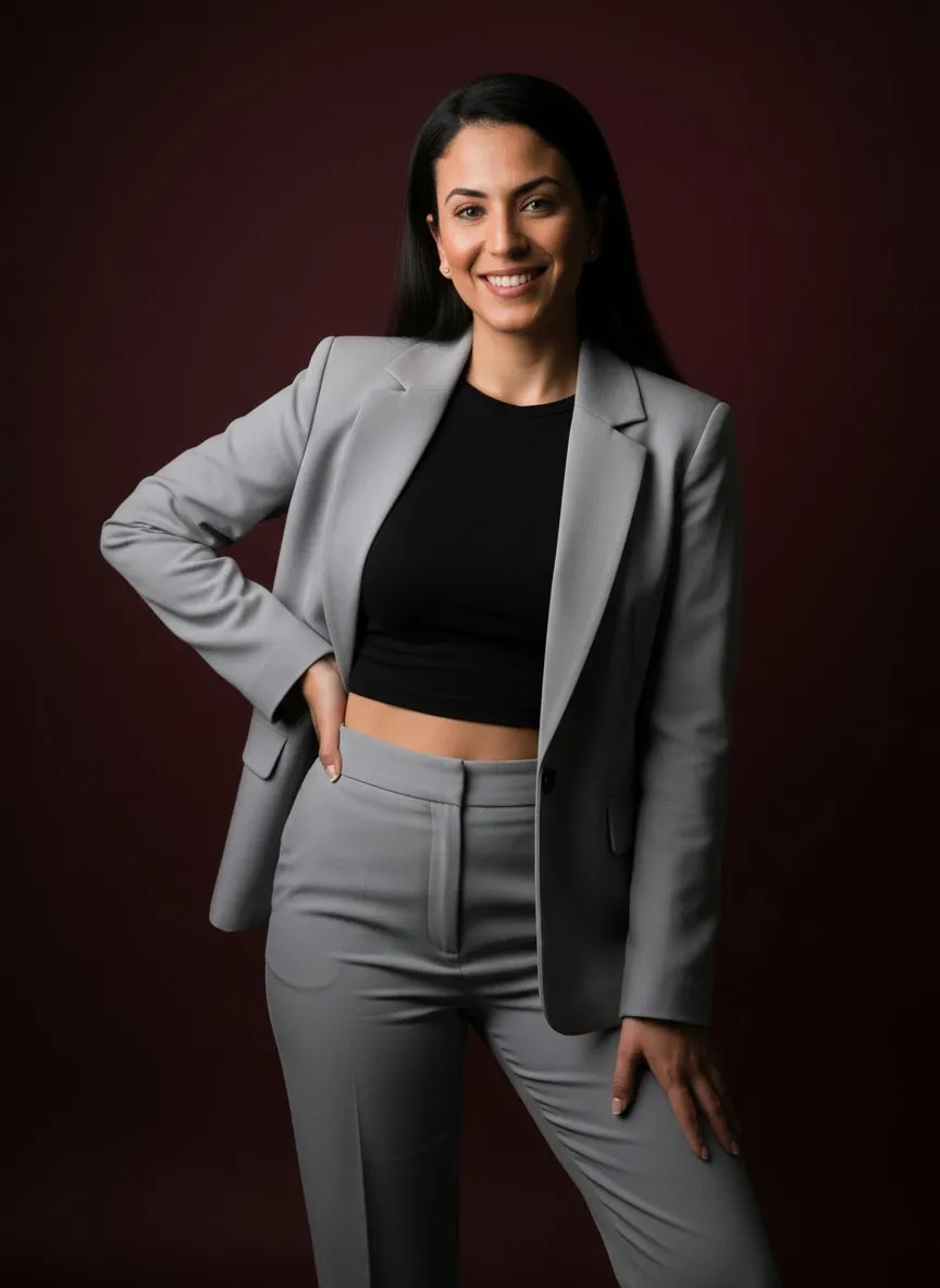 Modern Corporate Portrait with Confident Pose and Studio Lighting