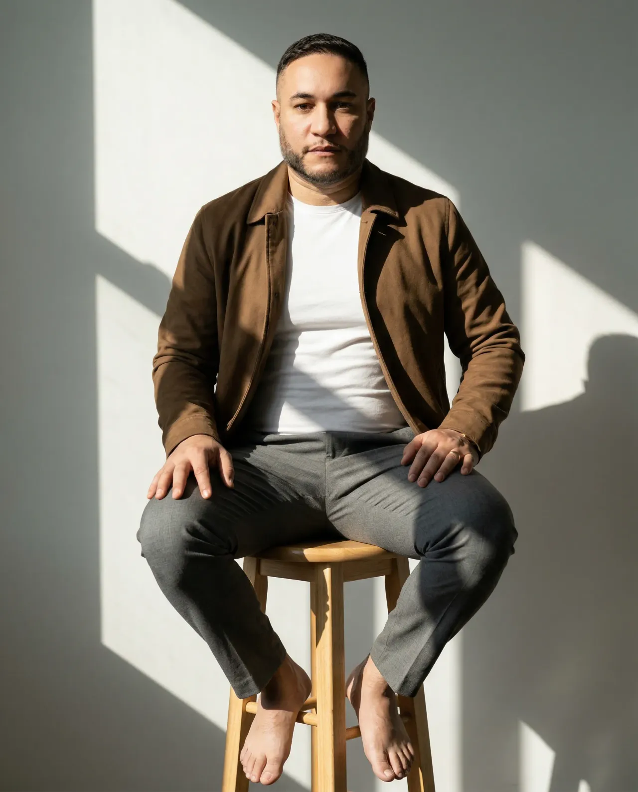 Cinematic Natural-Light Studio Portrait with Minimal Modern Aesthetic