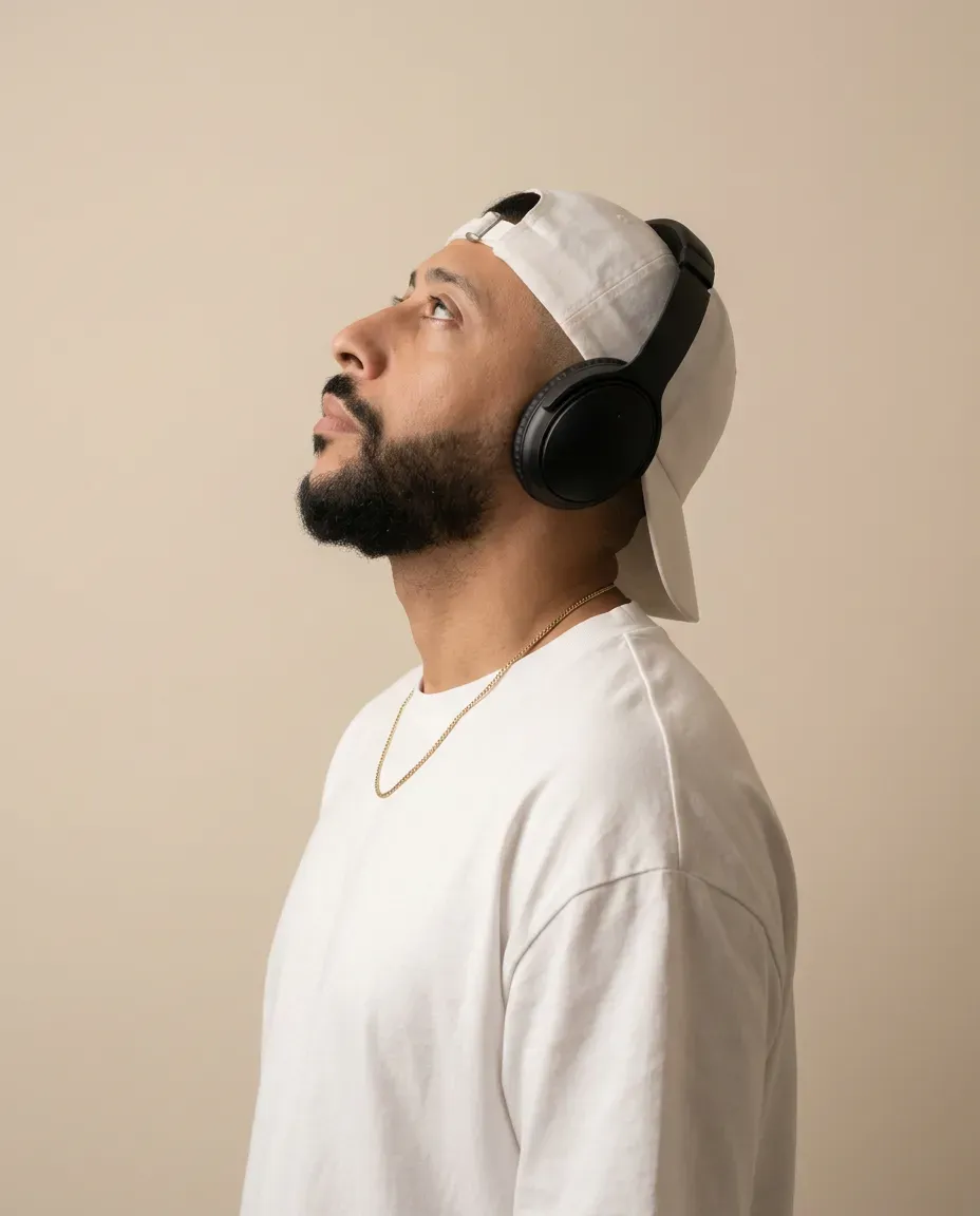 Minimalist Studio Profile Portrait with Soft Warm Lighting