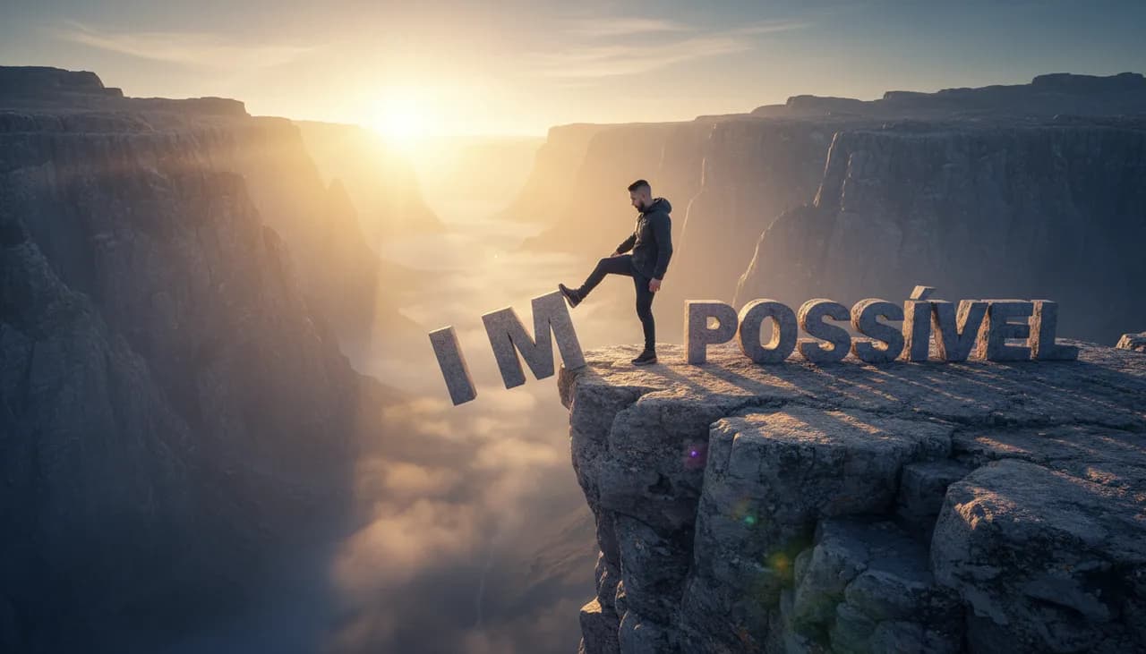 Cinematic Sunrise Cliff Scene With Impossible Becoming Possible