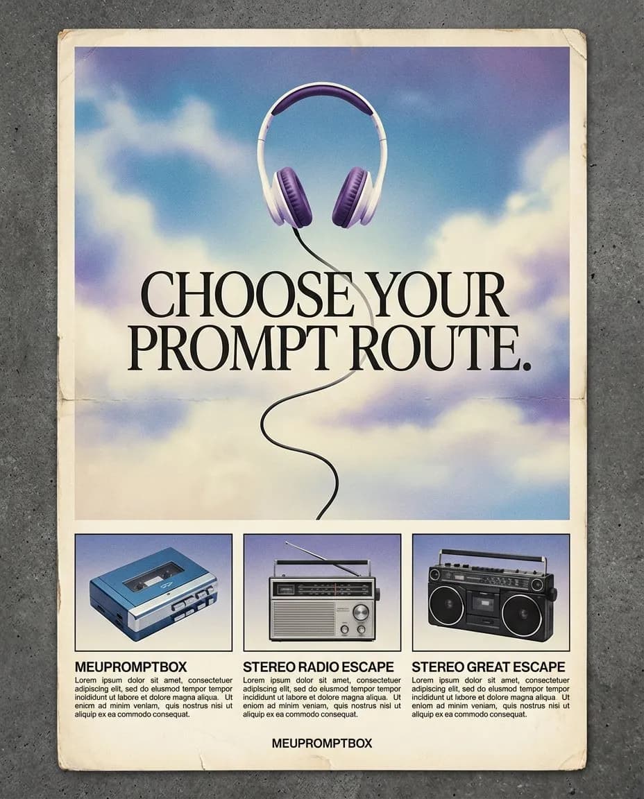 Vintage 1980s Printed Poster with Product Photography Aesthetic