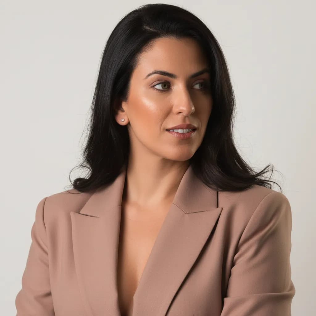 Rosy Beige Blazer Side-Look Portrait