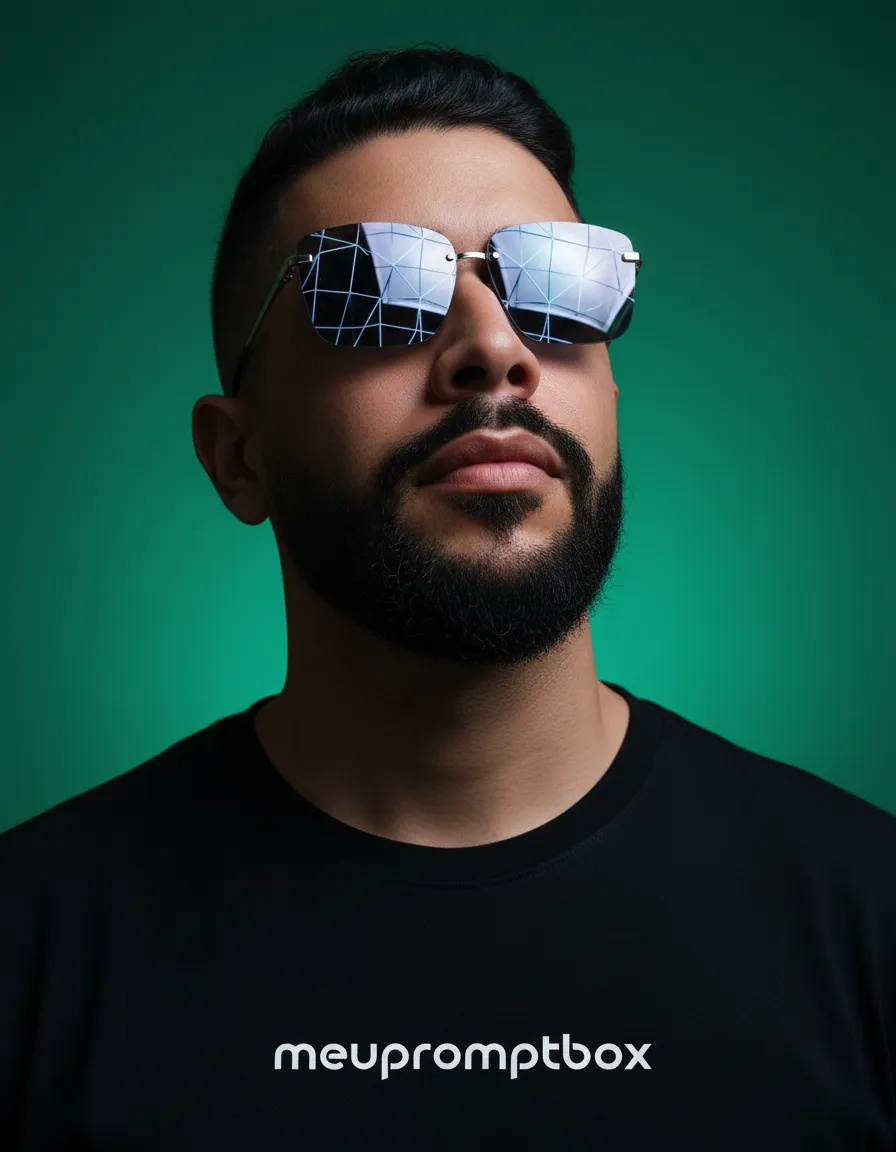 Cinematic Hyper-Realistic Portrait With Reflective Designer Sunglasses Template