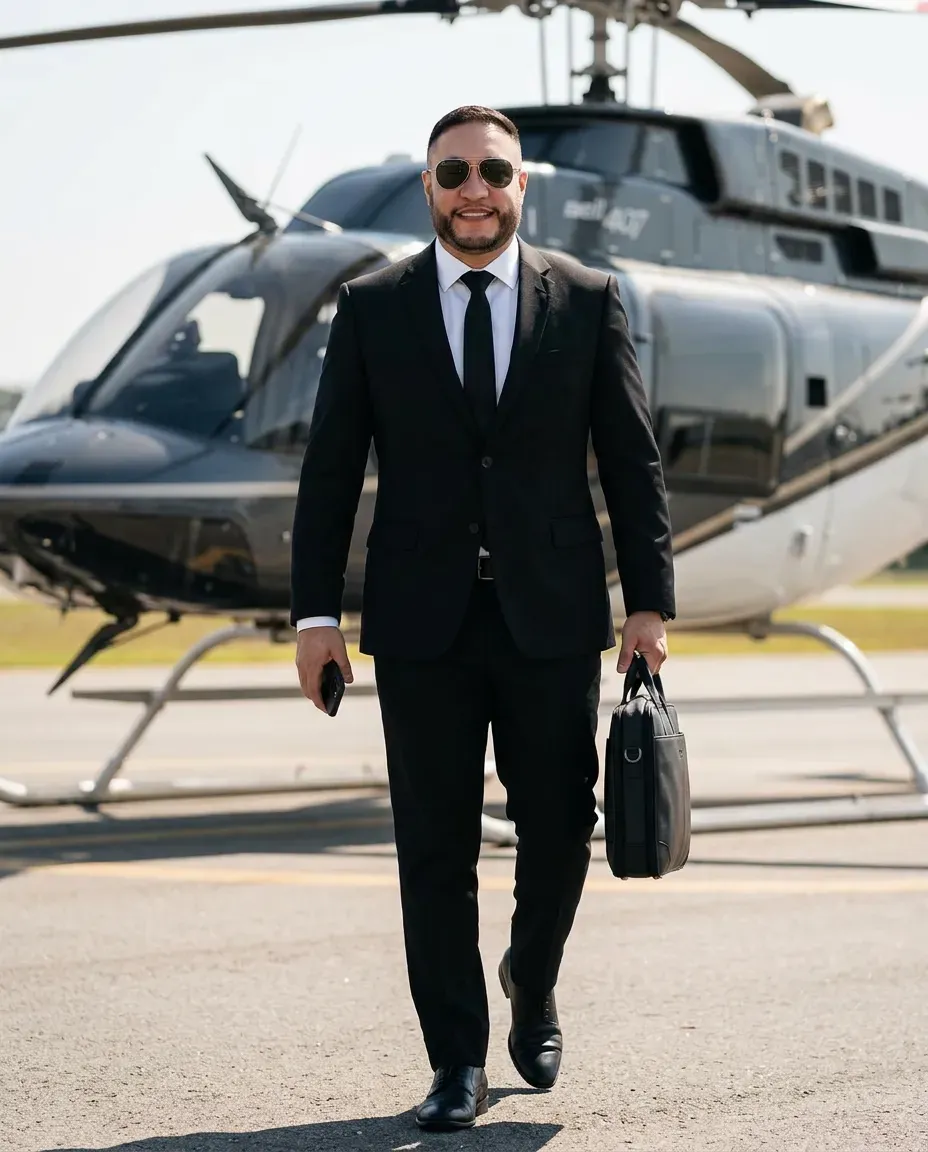 Executive Airfield Portrait Photography, Cinematic Daylight Contrast