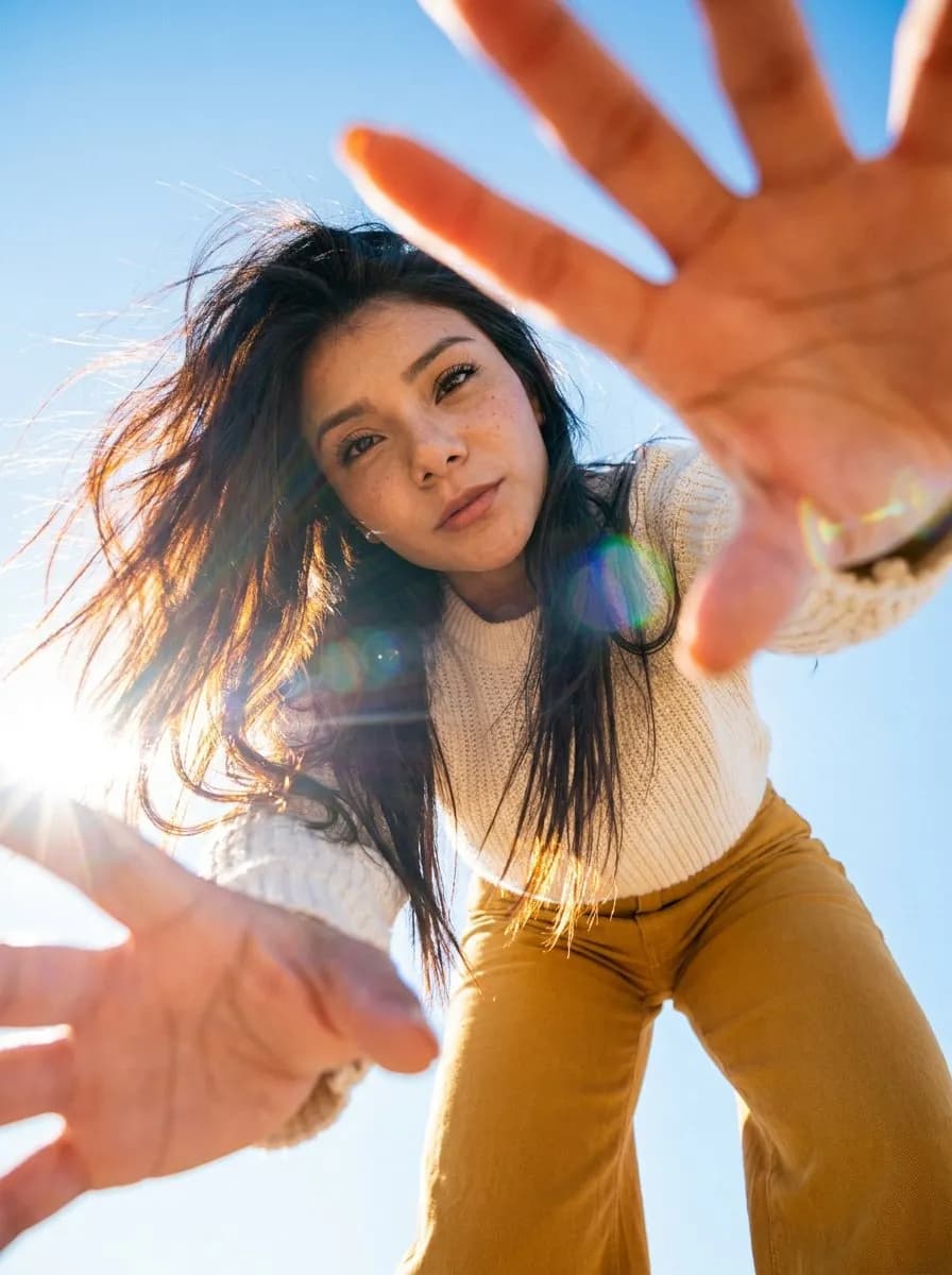 Ultra Wide Fisheye Fashion Portrait, Cinematic Backlit Editorial