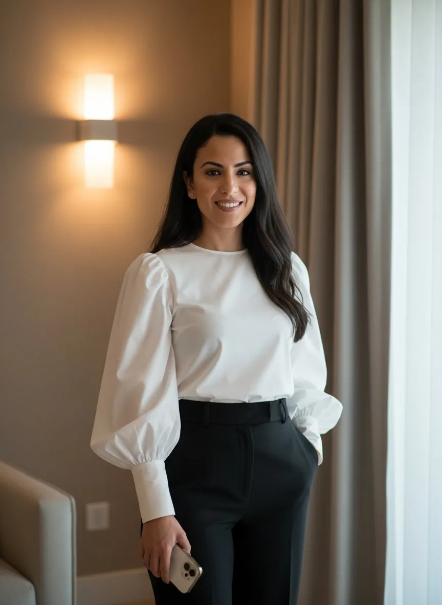 Modern Business Portrait with Warm Lighting and Digital Lifestyle