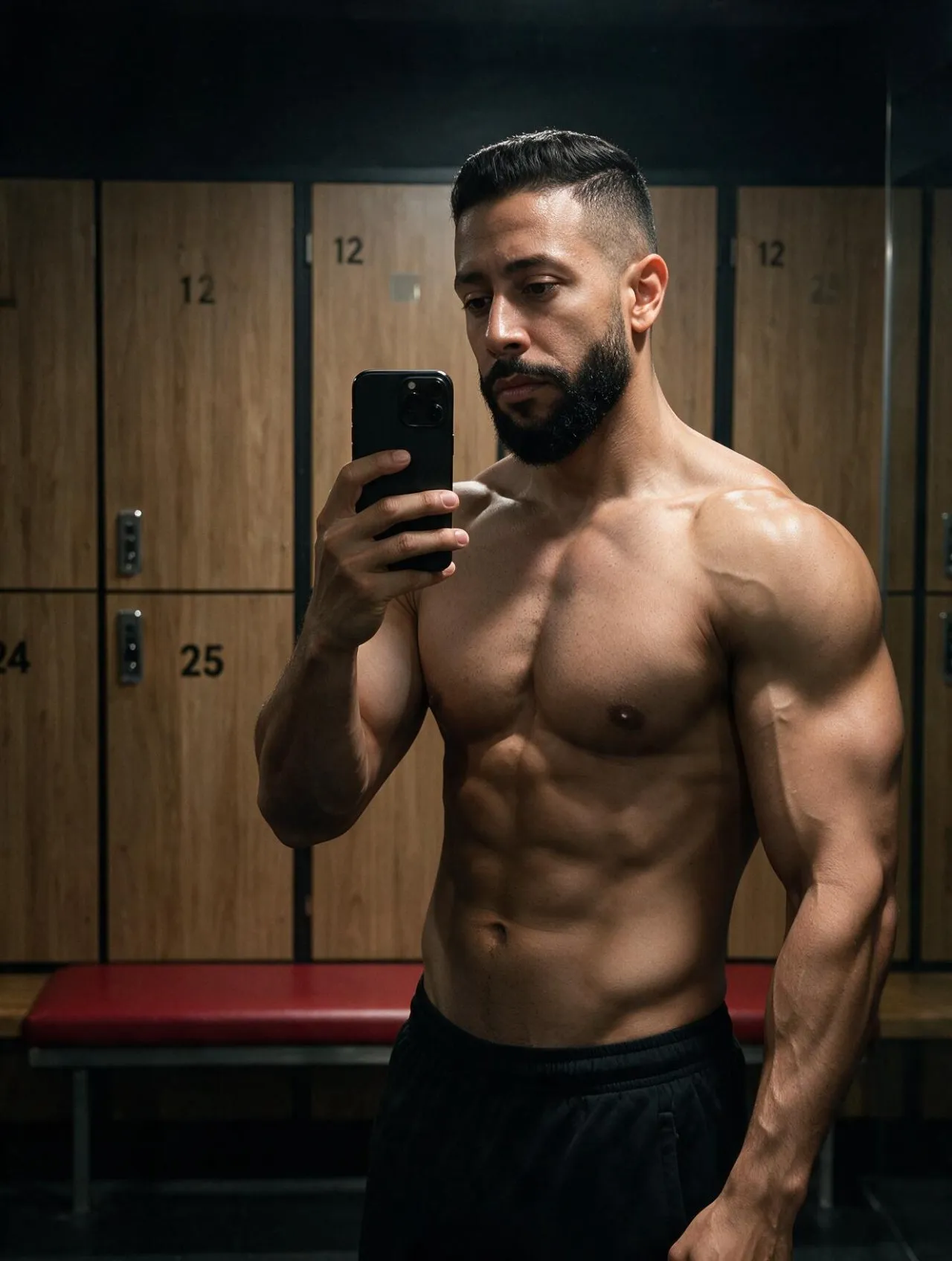 Cinematic Gym Locker Selfie Portrait — Moody Sports Photography