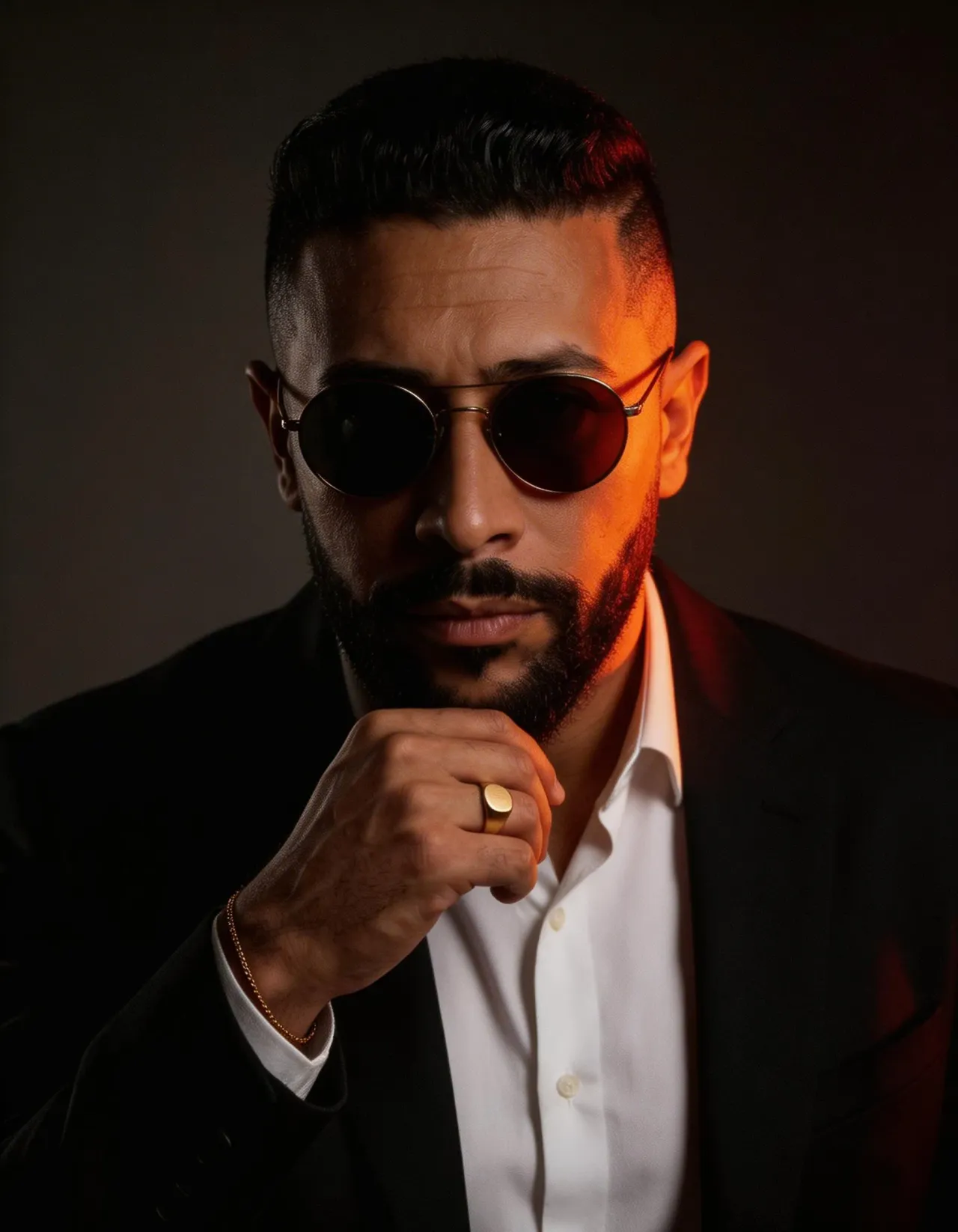 Cinematic Chiaroscuro Rugged Male Portrait, High-Contrast Headshot