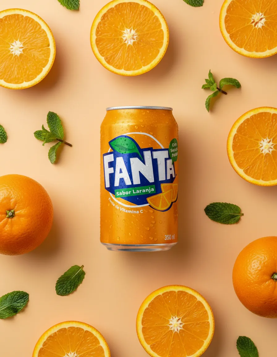 Hyper-Realistic Flat Lay Beverage Can with Citrus and Mint