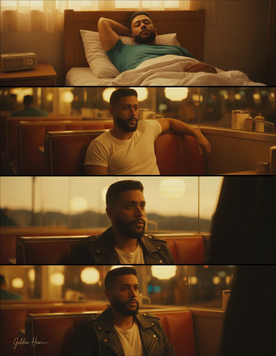 64K Golden Hour Cinematic Film Collage Portrait