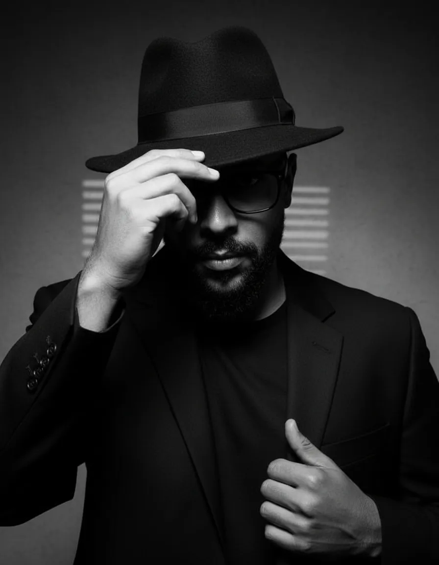 Hyper-Realistic Film Noir Male Portrait Template