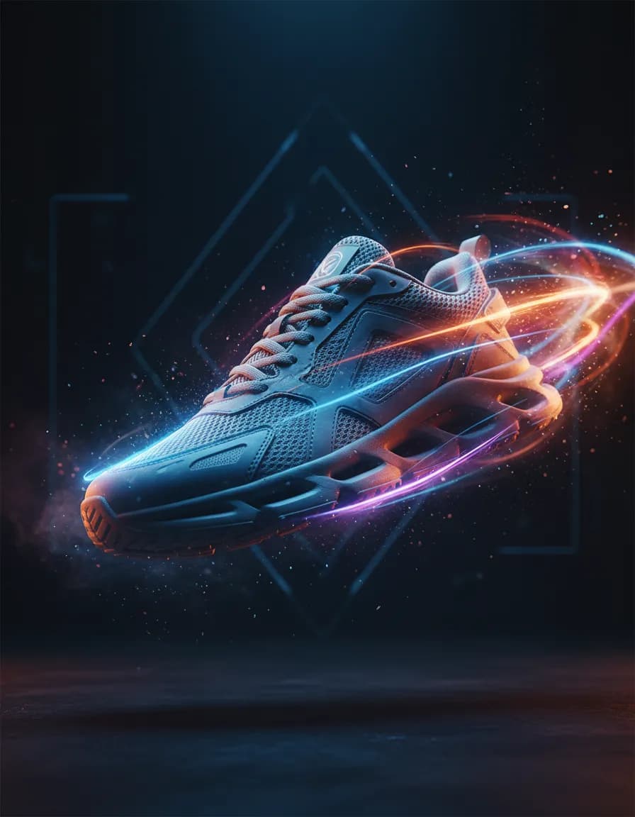 Futuristic Sport Sneaker Floating Neon Studio Template
