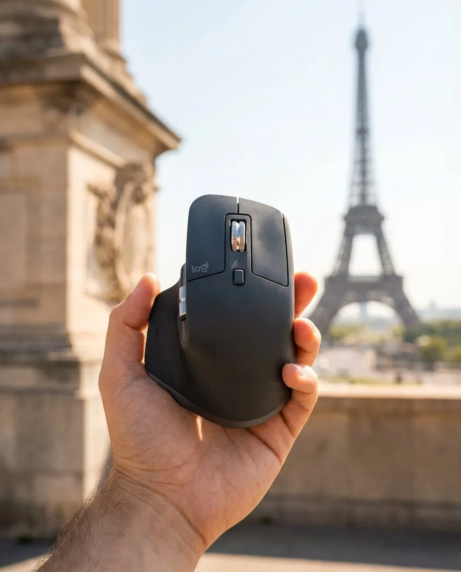 Ultra-Realistic 4K Product Photo with Eiffel Tower Background
