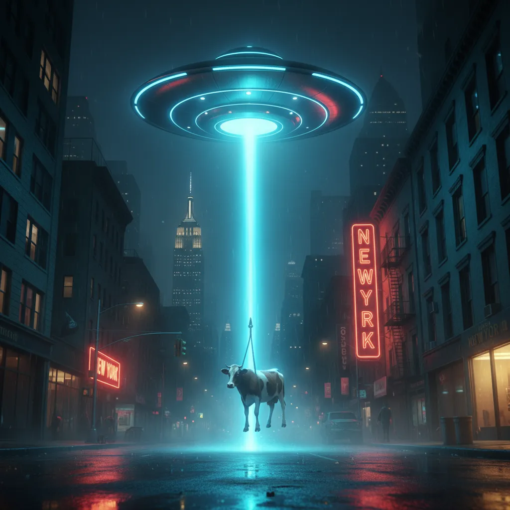 Cinematic UFO Abduction in Modern City