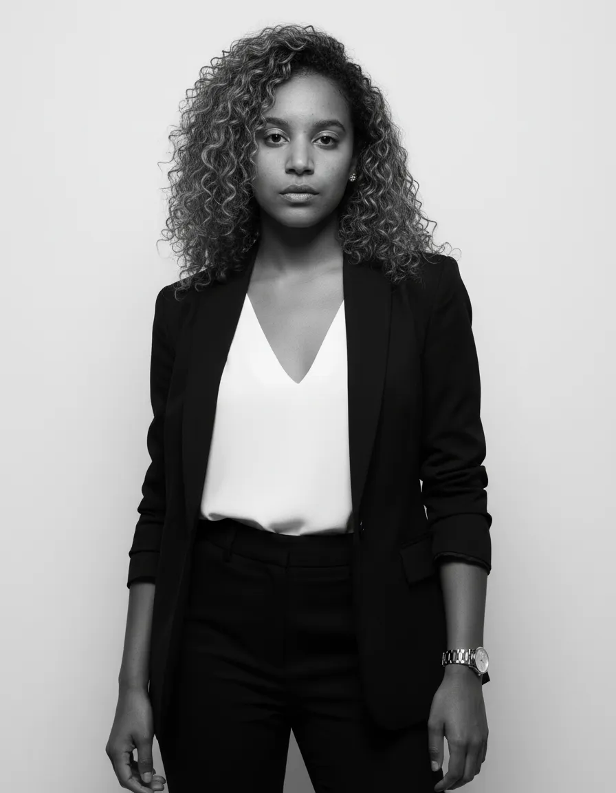 High-Contrast Black-and-White Fashion Editorial Portrait