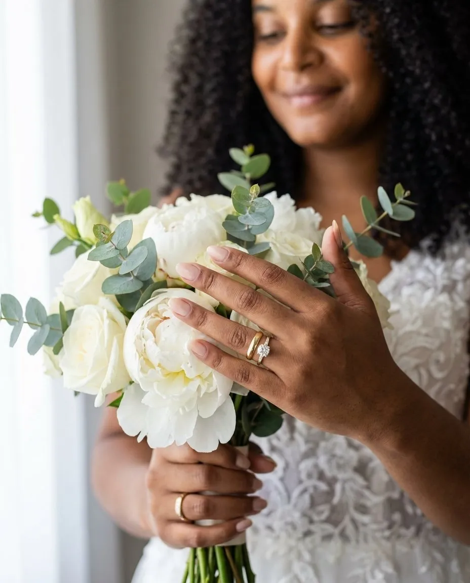 Wedding Bouquet Macro With Rings