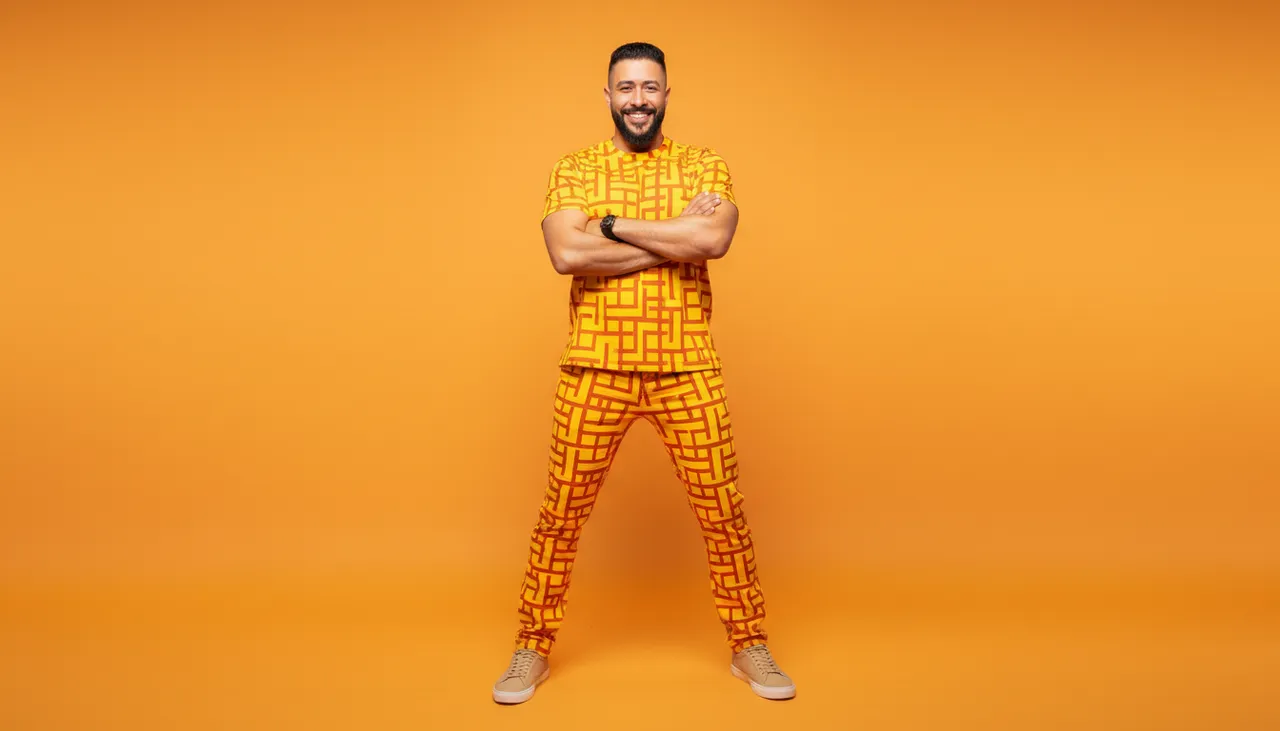 Bold Pop Fashion Full-Body Editorial Portrait Template