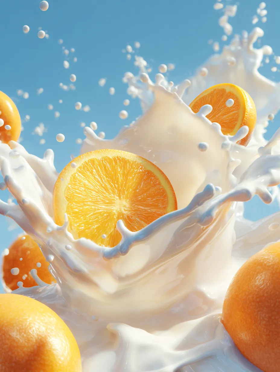 Ultra-Realistic Citrus Milk Splash Photography Template
