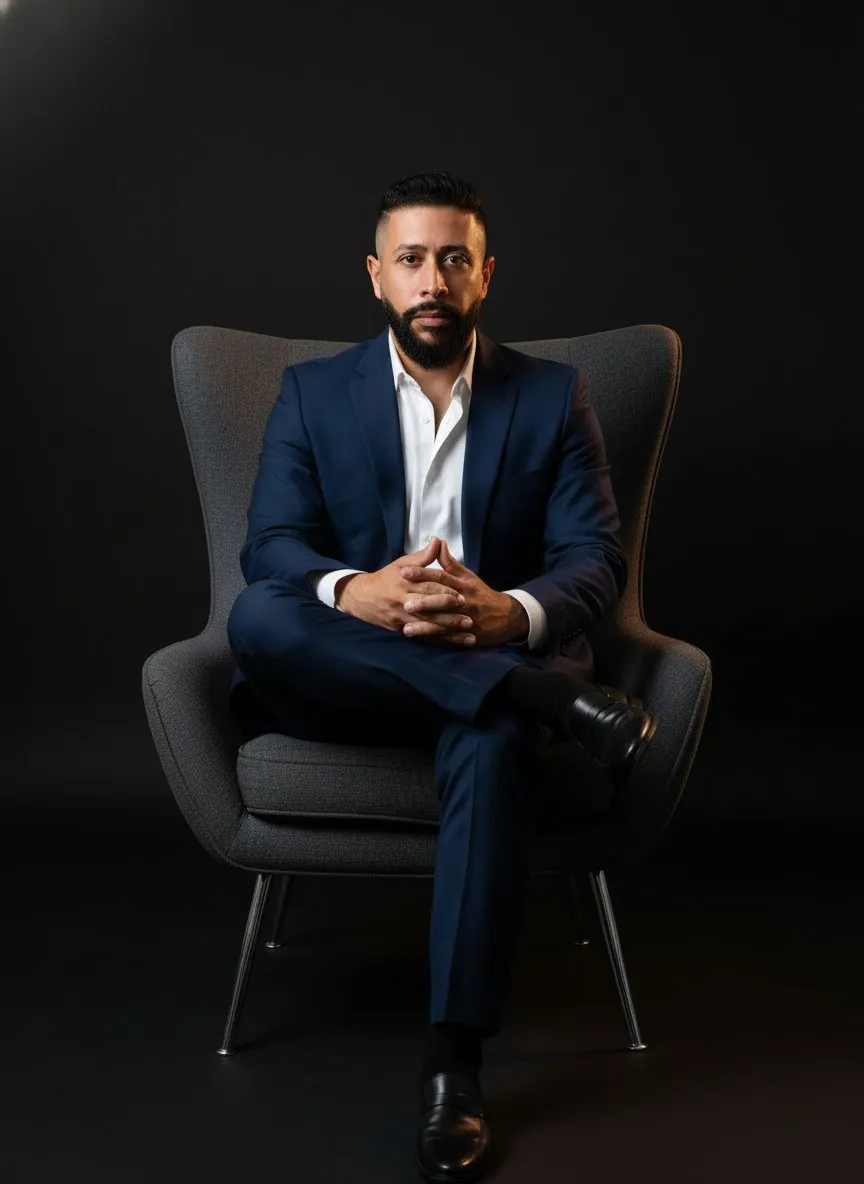 Confident Executive Portrait with Elegant Studio Lighting