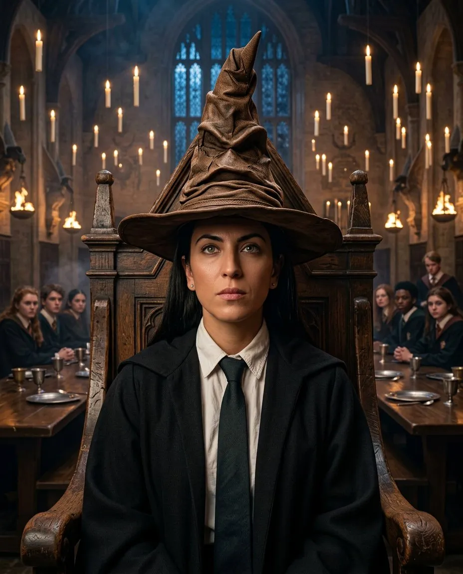 Cinematic Ritual Portrait in Gothic Fantasy Great Hall