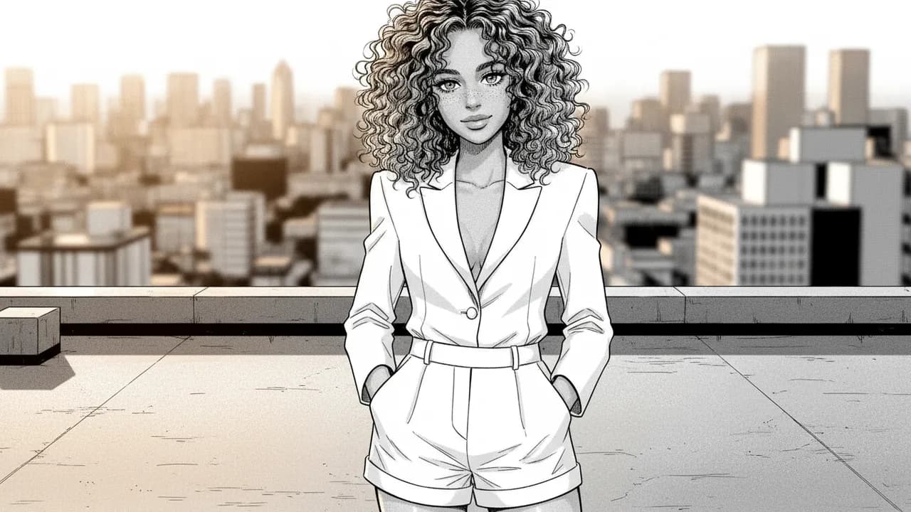 Manga Style Rooftop Character Illustration Template
