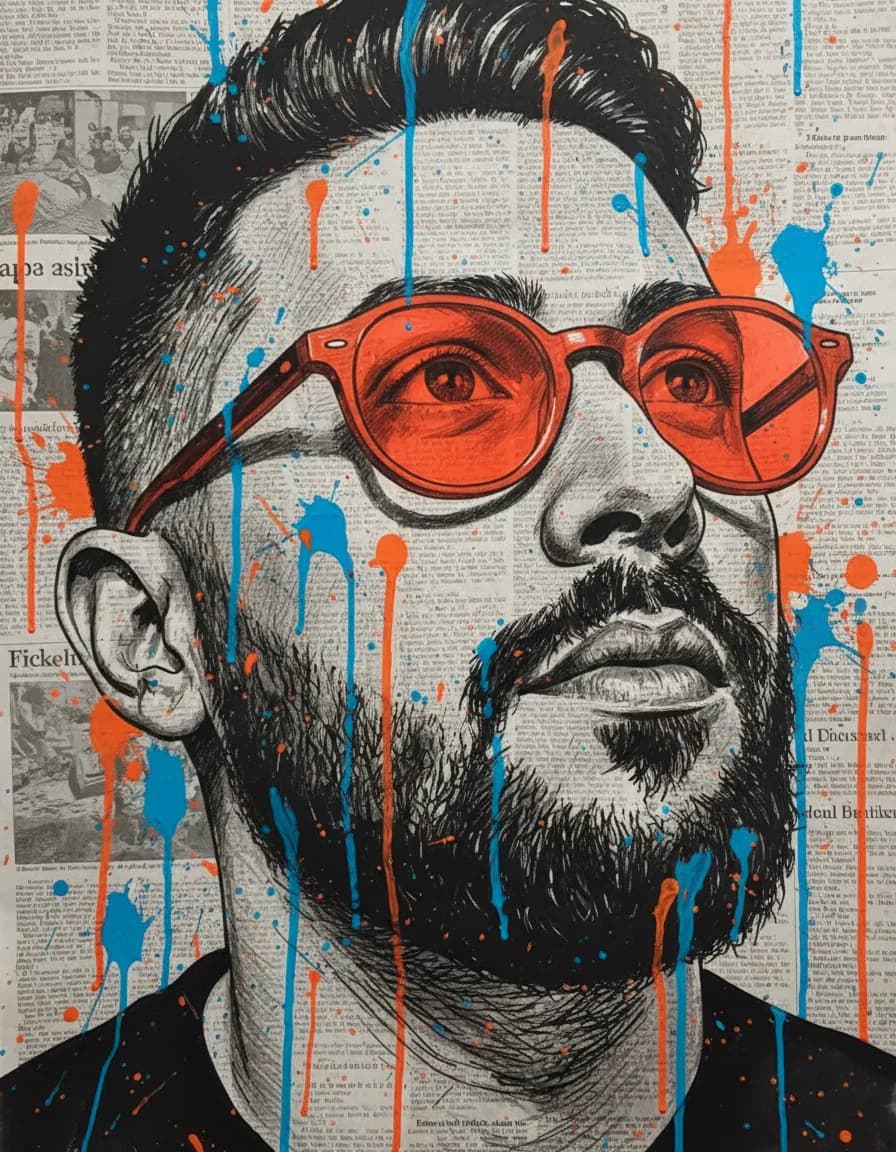 Expressive Abstract-Realism Portrait with Color Splash Template