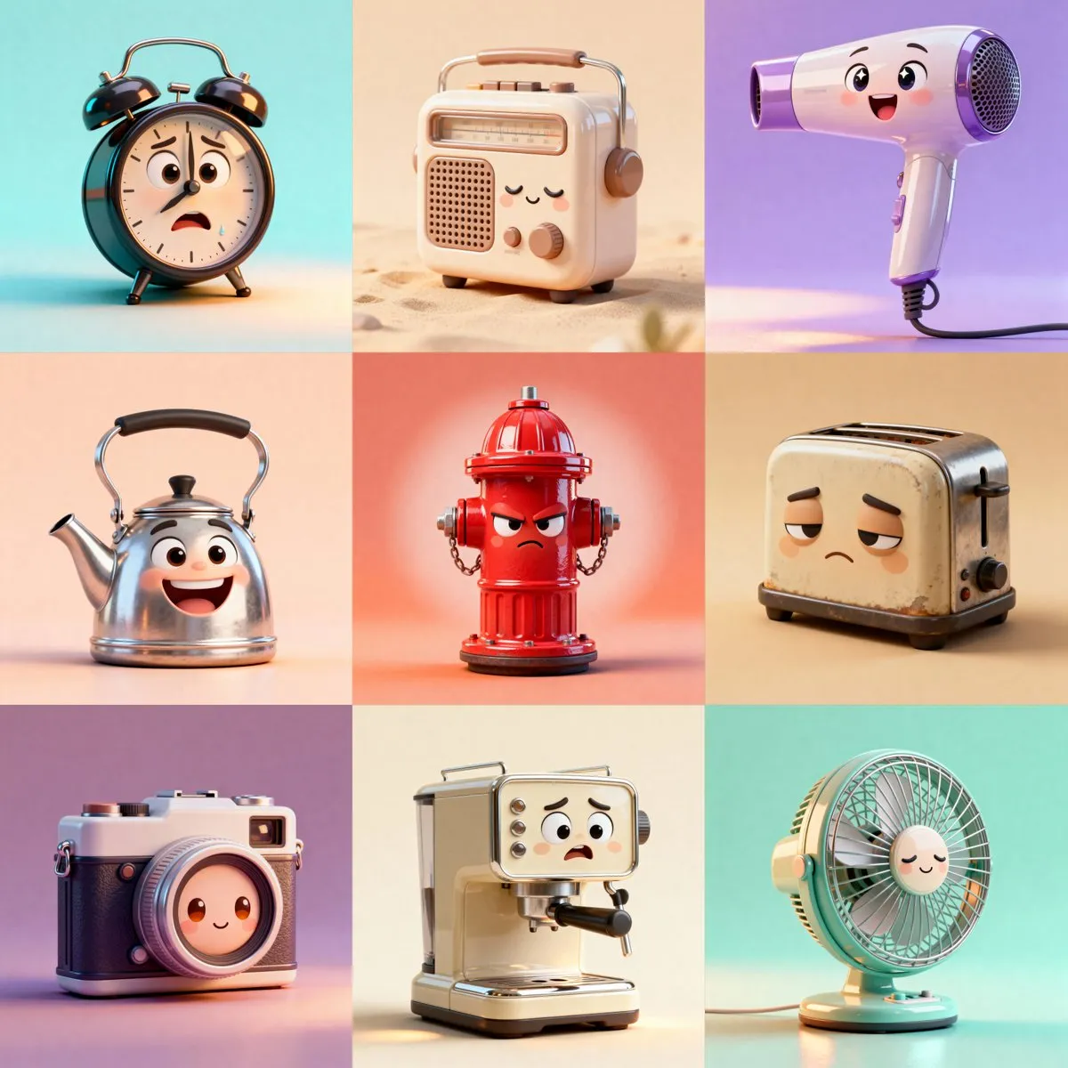 Retro 3D Cartoon Object Character