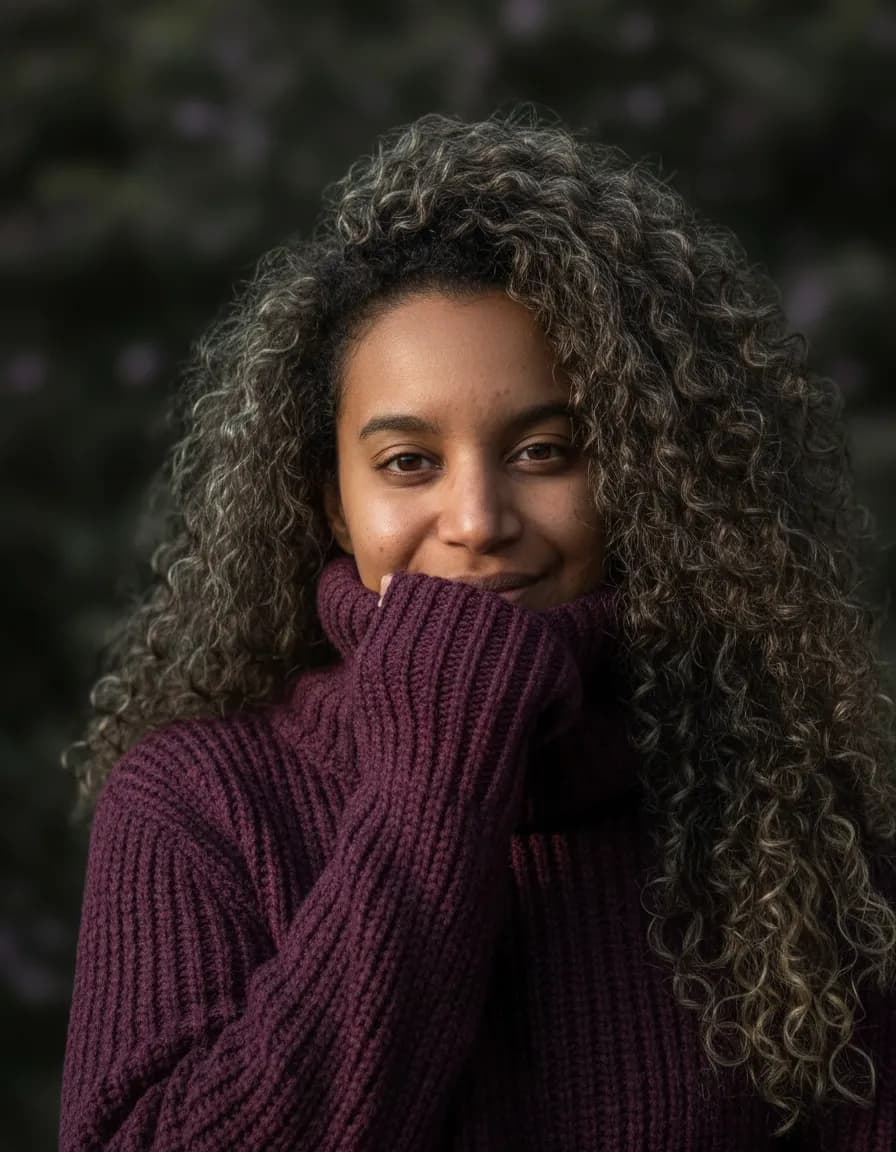 Cozy Intimate Close-Up Portrait With Textured Knitwear Template