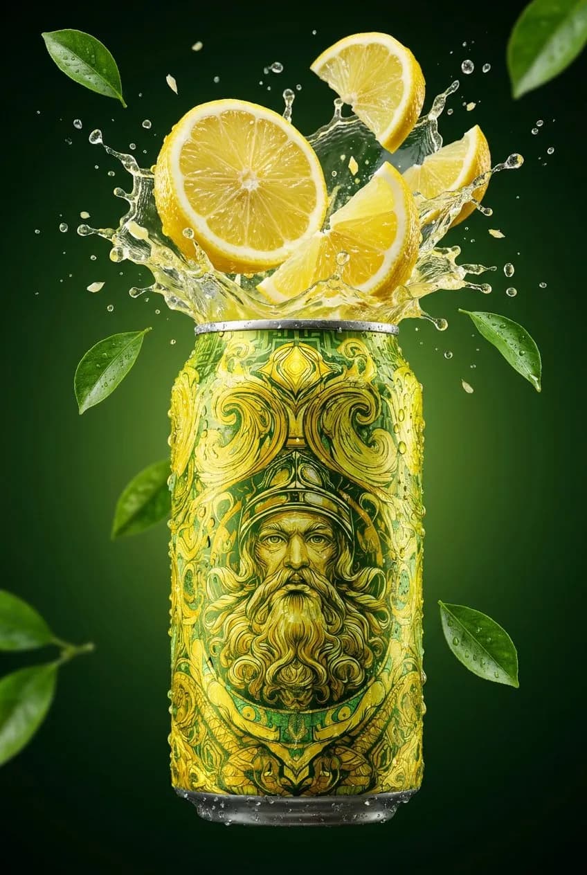 Cinematic Lemon Soda Can Product Photography