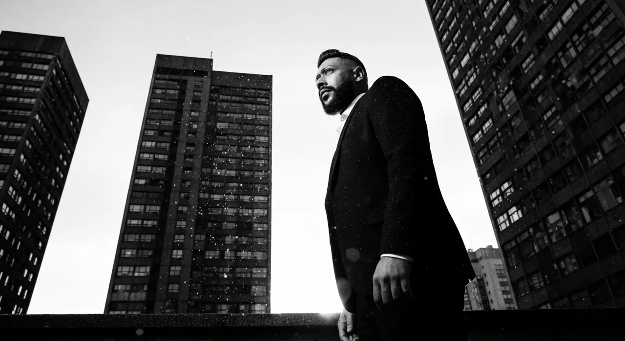 Low-Angle Black and White Brutalist Portrait