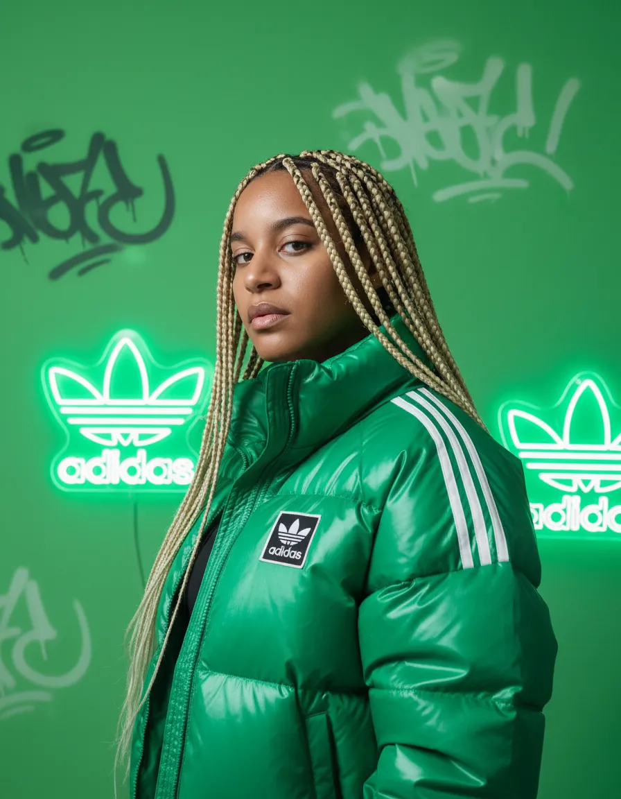 Adidas Neon Green Urban Portrait With Backlit Logo Template