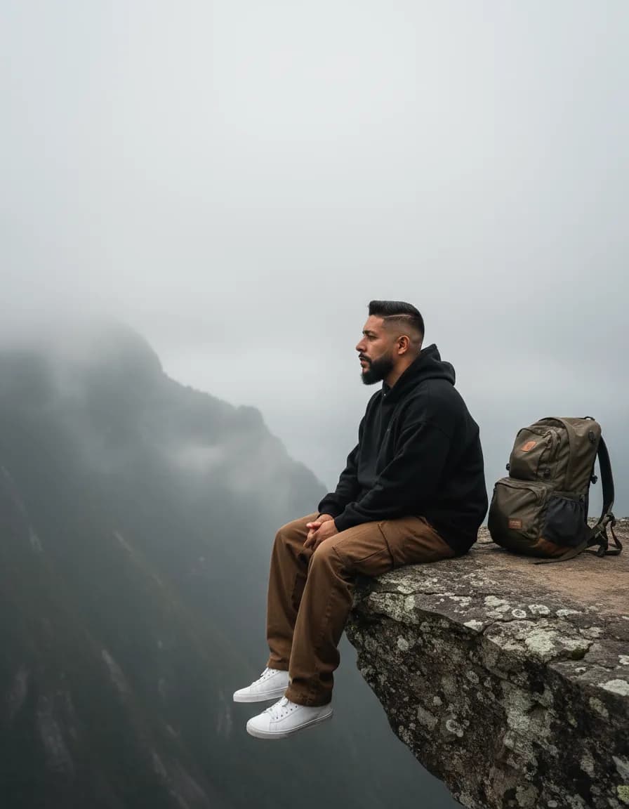 Cinematic Mountain Cliff Portrait