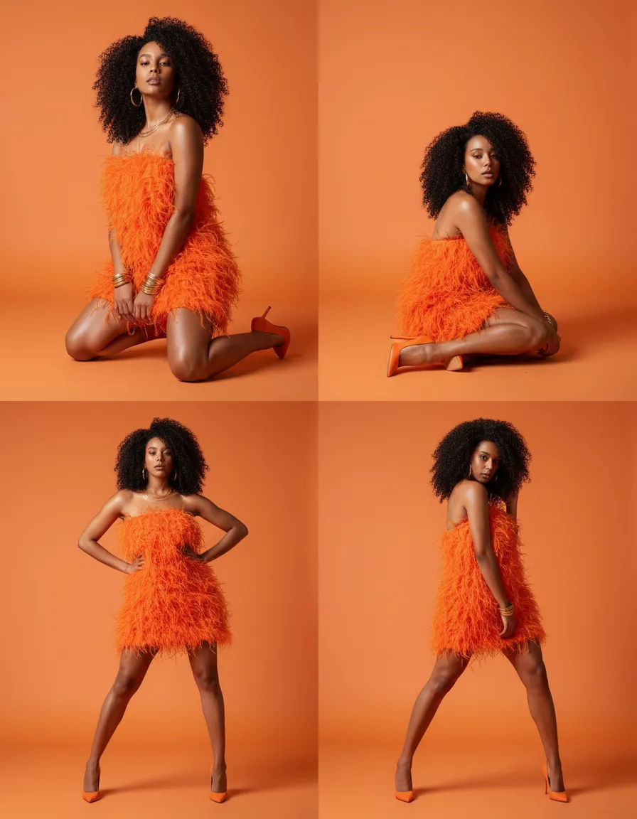 Luxury Orange Feather Fashion Editorial