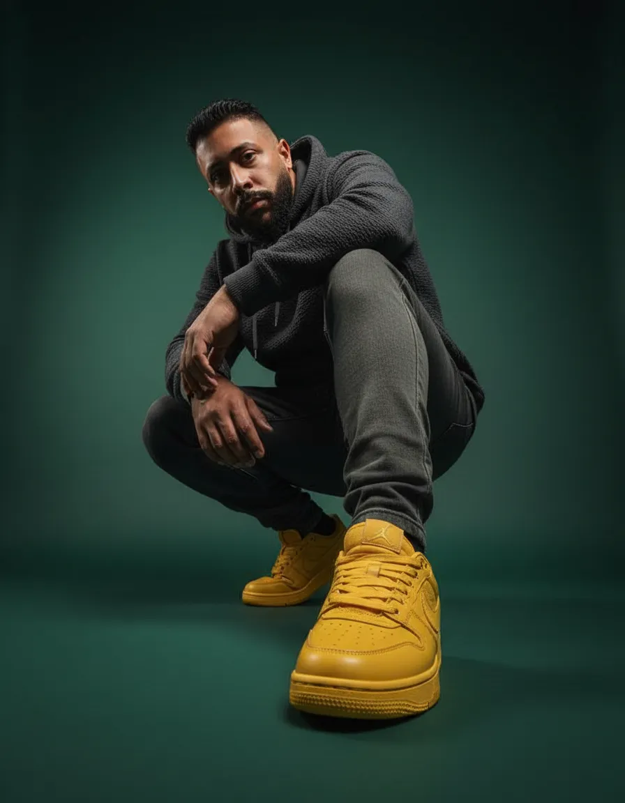 Extreme Low Angle Luxury Sneaker Fashion Portrait